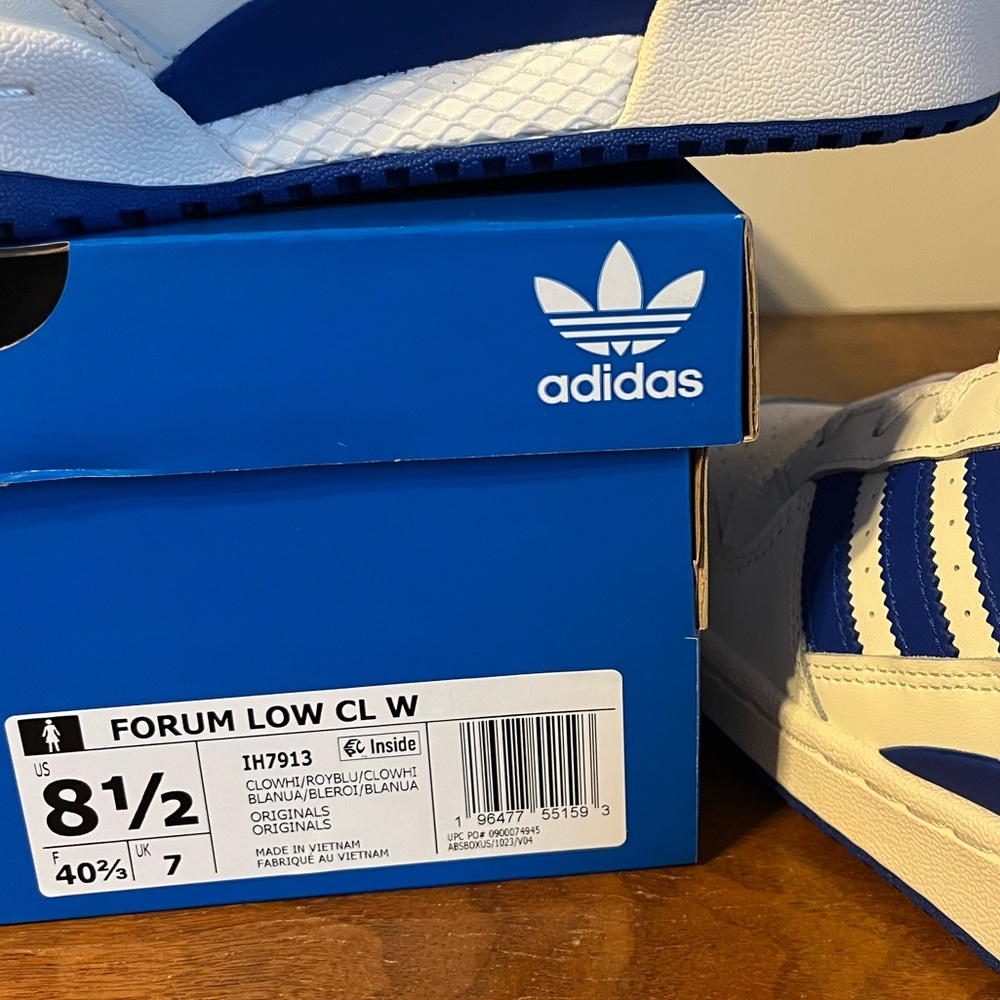 ADIDAS Women’s Forum Low White and Royal Blue Sneakers - Picture 10 of 10